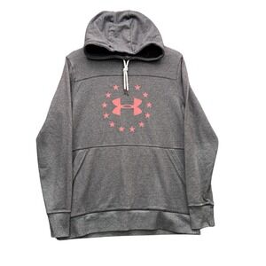 Under Armour Threadborne Hoodie Womens L Gray Long Sleeve Logo Fleece Athletic
